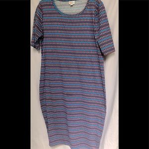 LuLaRoe Julia blue/red dress sz xl NWOT